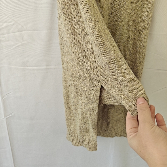 Brochu Walker Hi Low Sleeveless Linen Blend Beige Speckled Sweater Size Small - Picture 6 of 10